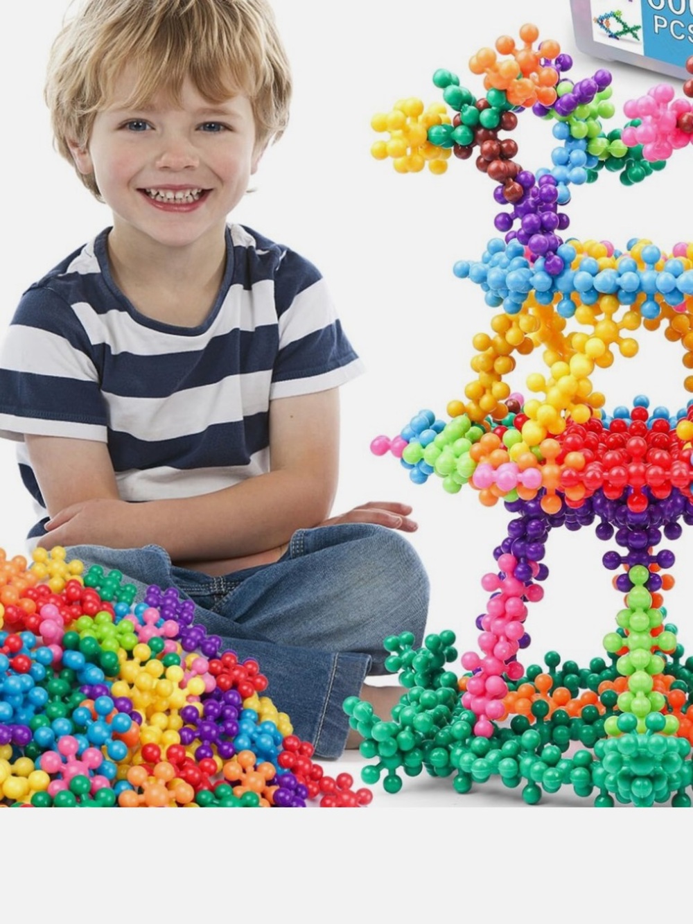 100 Colorful Interlocking Plastic Building Pieces - Multicolor - Picture 5 of 5